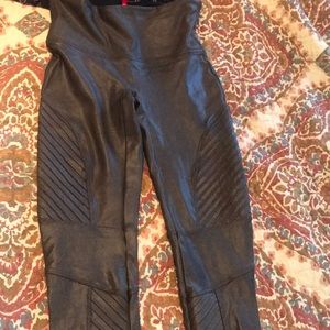 Dark grey leather material Spanx Moto.